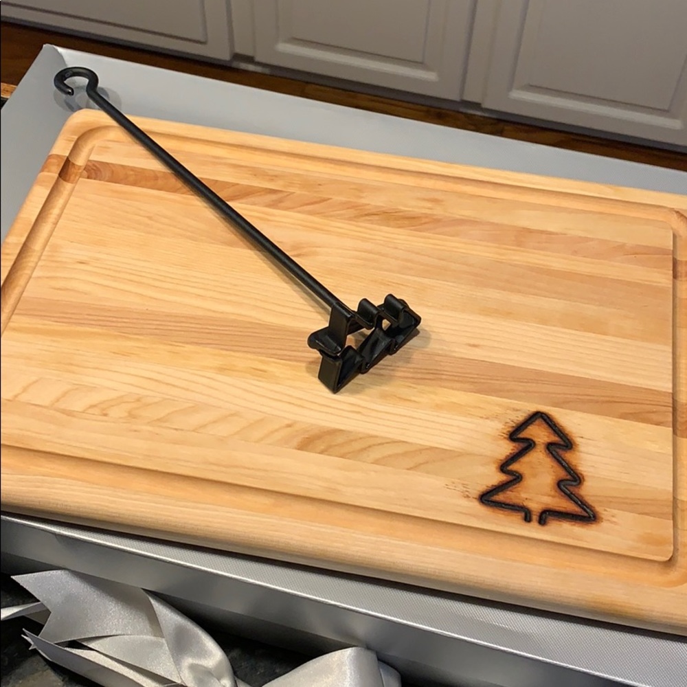 Birch carving board with tree steak branding iron